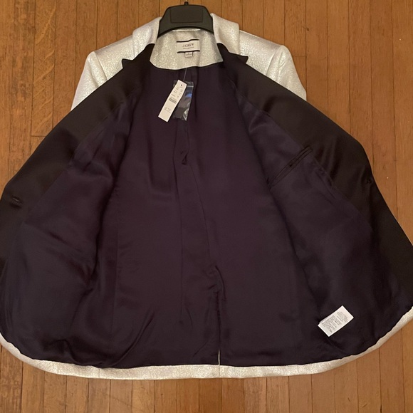 NWT J Crew Collection Willa tuxedo blazer in metallic silver lamé - Picture 5 of 9